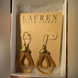 Lauren by Ralph Lauren Dangling Two Layer Chain Loop Earrings